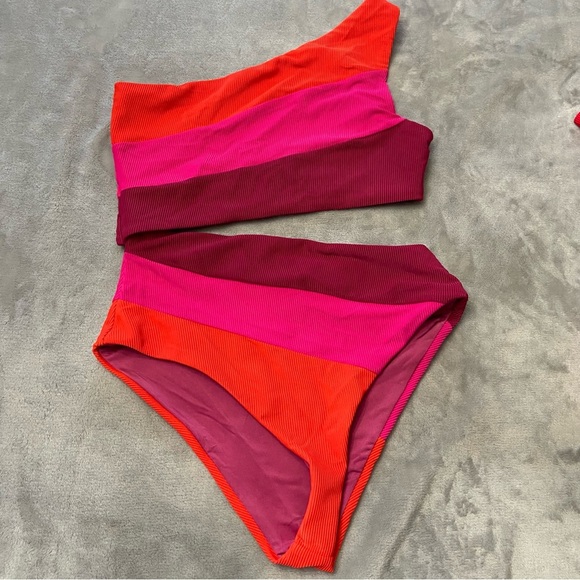 New! Beach Riot Joyce swimsuit be mine colorblock 24376 - Picture 3 of 8